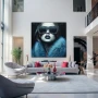 Wall Art titled: Glamour Glass in a Square format with: Blue, Sky blue, and Navy Blue Colors; Decoration the Living Room wall