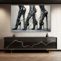 Wall Art titled: Heels and Leather in a Horizontal format with: Black and White, and Monochromatic Colors; Decoration the Sideboard wall