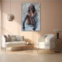 Wall Art titled: Brushstrokes of Desire in a Vertical format with: Grey, and Black Colors; Decoration the Living Room wall