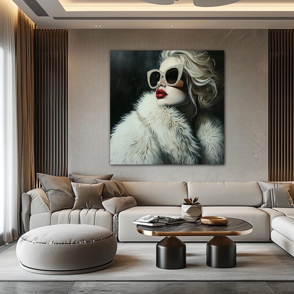 Wall Art titled: The Dream of Gatsby in a Square format with: white, and Red Colors; Decoration the Above Couch wall