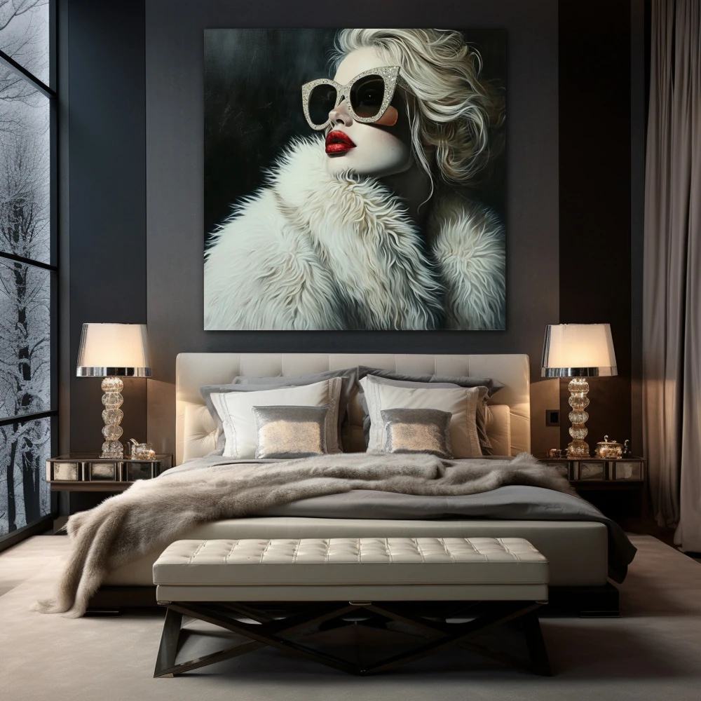 Cuadro el sueño de gatsby en formato cuadrado con colores blanco, rojo; decorando pared de habitación dormitorio