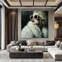 Wall Art titled: The Dream of Gatsby in a Square format with: white, and Red Colors; Decoration the Living Room wall