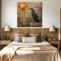 Wall Art titled: Centinel of Ancient Mysteries in a Square format with: Golden, and Brown Colors; Decoration the Bedroom wall