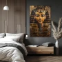 Wall Art titled: Mysteries of Tutankhamun in a Vertical format with: Golden, and Brown Colors; Decoration the Bedroom wall