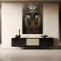 Wall Art titled: Vigil of Eternity in a Vertical format with: Golden, Brown, and Black Colors; Decoration the Sideboard wall