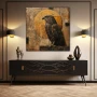 Wall Art titled: Guardian of Horus in a Square format with: Golden, and Brown Colors; Decoration the Sideboard wall