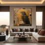 Wall Art titled: Guardian of Horus in a Square format with: Golden, and Brown Colors; Decoration the Living Room wall