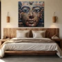Wall Art titled: The Encoded Pharaoh in a Square format with: Blue, and Brown Colors; Decoration the Bedroom wall