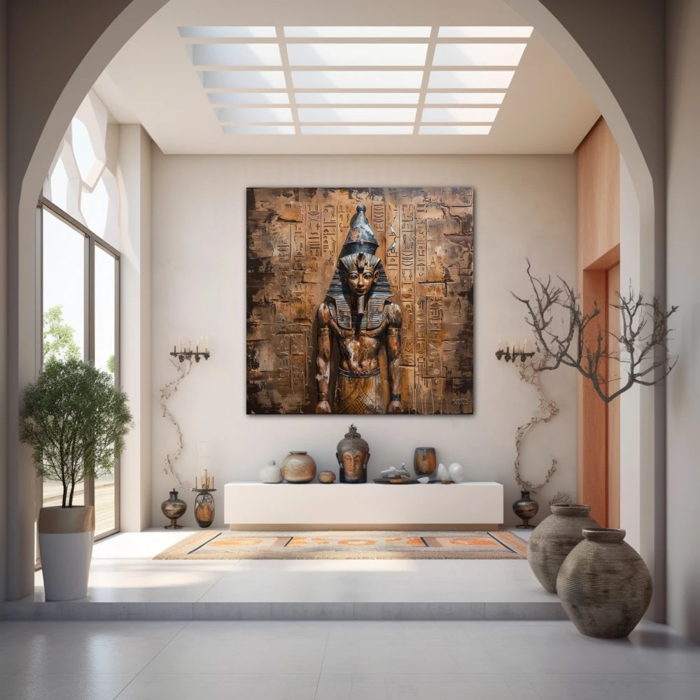 Wall Art titled: Glance of Eternity in a Square format with: Golden, and Brown Colors; Decoration the Entryway wall