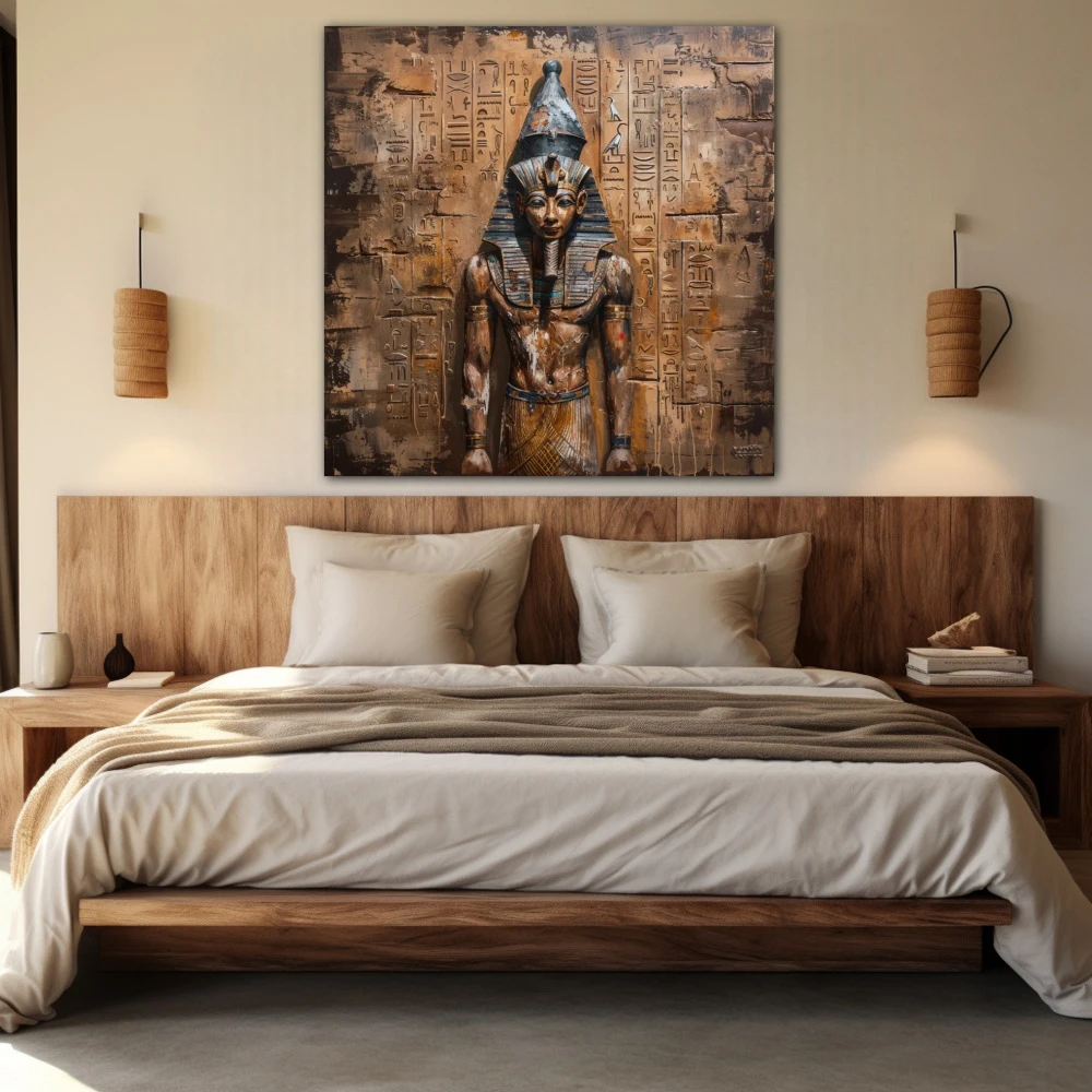Wall Art titled: Glance of Eternity in a Square format with: Golden, and Brown Colors; Decoration the Bedroom wall