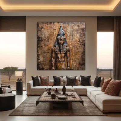 Wall Art titled: Glance of Eternity in a Square format with: Golden, and Brown Colors; Decoration the Living Room wall