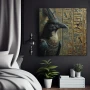Wall Art titled: Pharaoh's Legacy in a Square format with: Green, and Monochromatic Colors; Decoration the Bedroom wall
