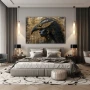 Wall Art titled: Golden God Horus in a Horizontal format with: Golden, and Brown Colors; Decoration the Bedroom wall