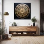 Wall Art titled: Spiritual Harmony in a Square format with: Black, and Beige Colors; Decoration the Sideboard wall