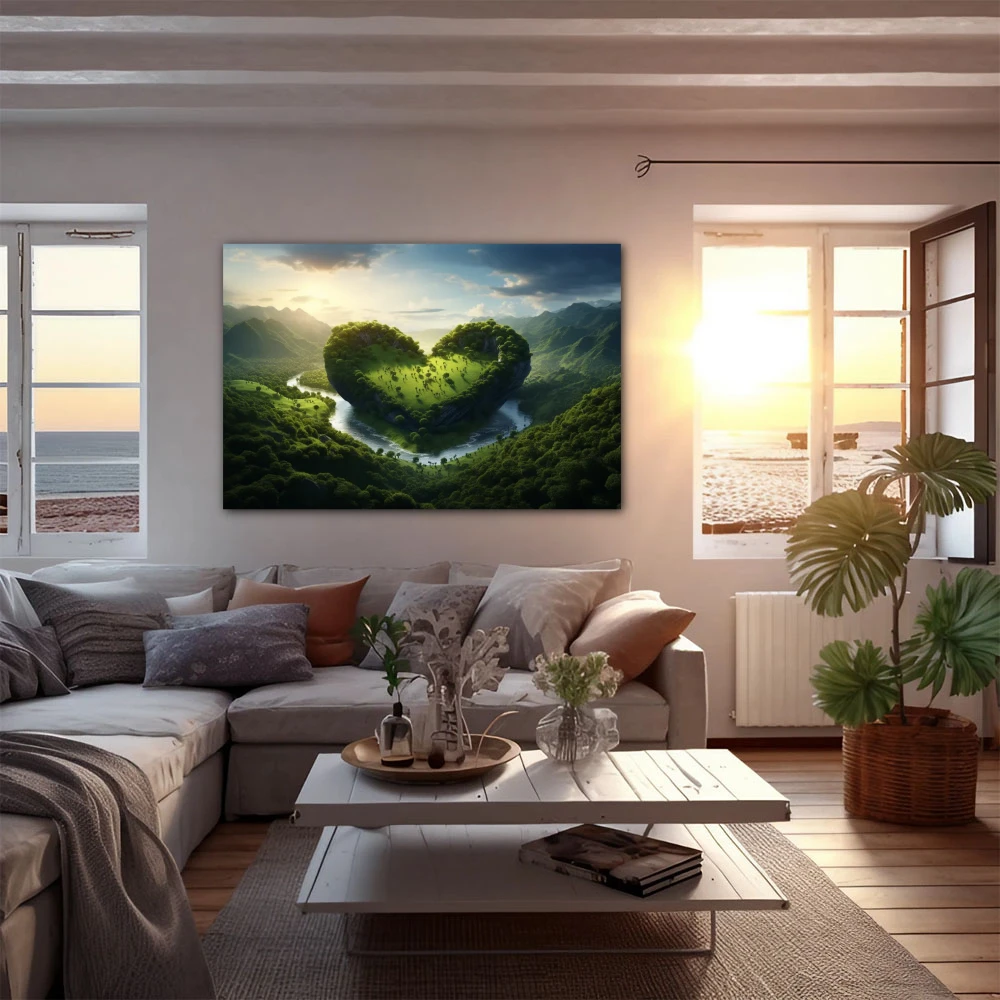 Wall Art titled: Love for Nature in a Horizontal format with: and Green Colors; Decoration the  wall