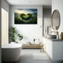 Wall Art titled: Love for Nature in a Horizontal format with: and Green Colors; Decoration the Bathroom wall