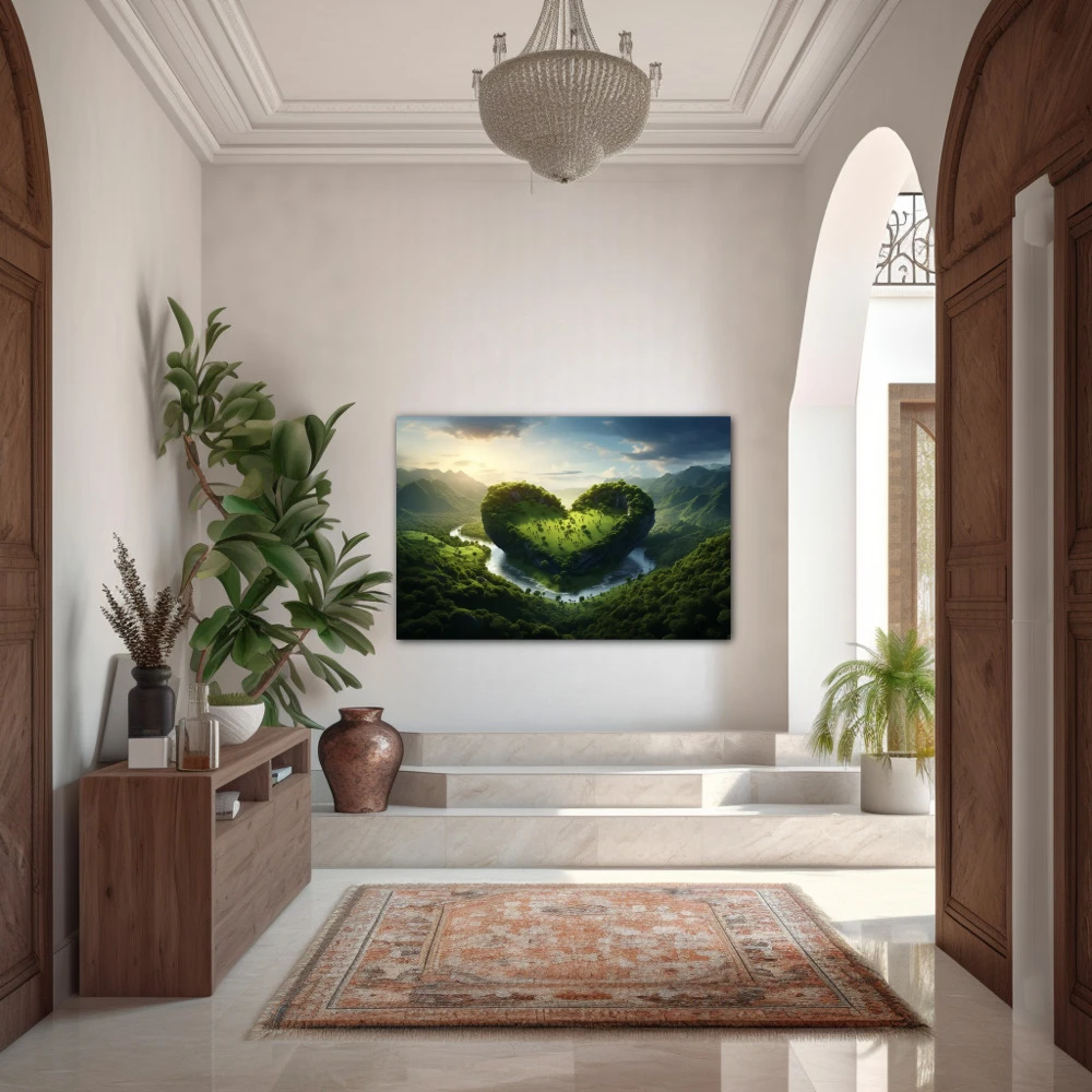 Wall Art titled: Love for Nature in a Horizontal format with: and Green Colors; Decoration the Entryway wall