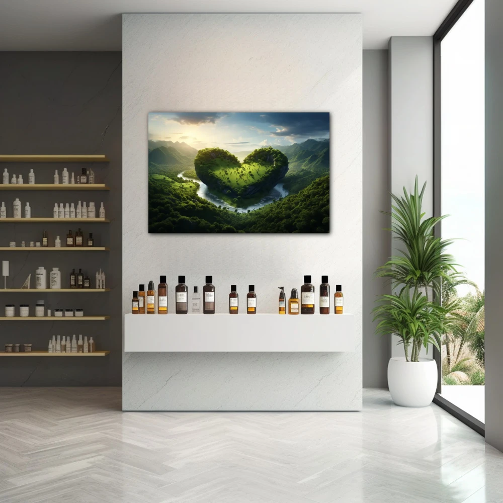 Wall Art titled: Love for Nature in a Horizontal format with: and Green Colors; Decoration the Pharmacy wall