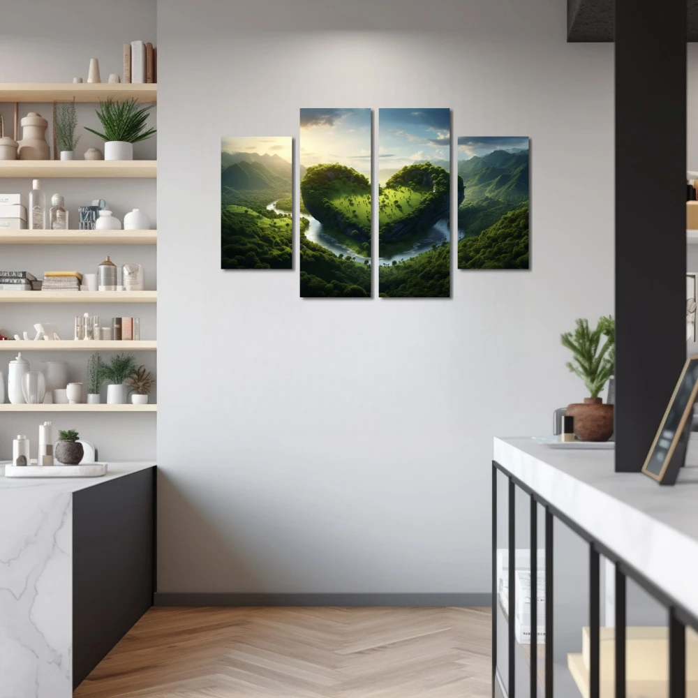 Wall Art titled: Love for Nature in a Horizontal format with: and Green Colors; Decoration the Pharmacy wall