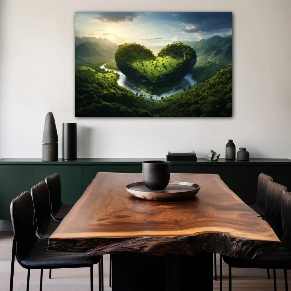 Wall Art titled: Love for Nature in a Horizontal format with: and Green Colors; Decoration the Living Room wall