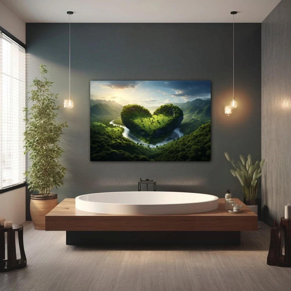 Wall Art titled: Love for Nature in a Horizontal format with: and Green Colors; Decoration the Wellbeing wall