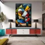 Wall Art titled: Echoes of the Subconscious in a Vertical format with: Yellow, Blue, Green, and Vivid Colors; Decoration the Sideboard wall