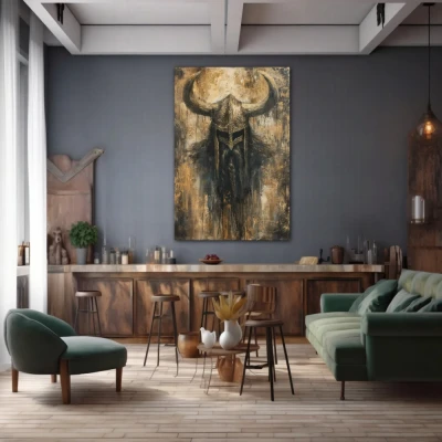 Wall Art titled: Ragnar Heraldsen in a Vertical format with: Brown, and Monochromatic Colors; Decoration the Bar wall