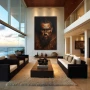 Wall Art titled: Portrait of a Maori Warrior in a Vertical format with: Brown, and Black Colors; Decoration the Living Room wall