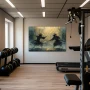 Wall Art titled: Samurai Twilight in a Horizontal format with: Yellow, and Blue Colors; Decoration the Gym wall