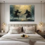 Wall Art titled: Samurai Twilight in a Horizontal format with: Yellow, and Blue Colors; Decoration the Bedroom wall