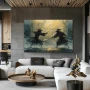 Wall Art titled: Samurai Twilight in a Horizontal format with: Yellow, and Blue Colors; Decoration the Living Room wall