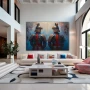 Wall Art titled: Eternal Guardians in a Horizontal format with: Blue, Sky blue, and Red Colors; Decoration the Living Room wall