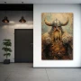 Wall Art titled: Veiled Valiance in a Vertical format with: Golden, and Brown Colors; Decoration the Gym wall