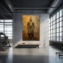 Wall Art titled: Golden Sentinel in a Vertical format with: Golden, and Brown Colors; Decoration the Gym wall