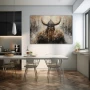 Wall Art titled: Echoes of Ragnarök in a Horizontal format with: Grey, and Monochromatic Colors; Decoration the Kitchen wall