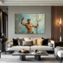 Wall Art titled: Pride of Poseidon in a Horizontal format with: Golden, Brown, and Turquoise Colors; Decoration the Living Room wall