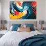 Wall Art titled: Vortex of Passions in a Horizontal format with: Yellow, Red, and Vivid Colors; Decoration the Bedroom wall