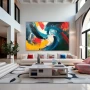 Wall Art titled: Vortex of Passions in a Horizontal format with: Yellow, Red, and Vivid Colors; Decoration the Living Room wall