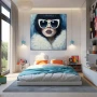 Wall Art titled: Glacial Gazes in a Square format with: Blue, and white Colors; Decoration the Teenage wall