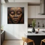 Wall Art titled: plaintext Carved Serenity in a Square format with: Brown, and Monochromatic Colors; Decoration the Kitchen wall
