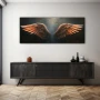 Wall Art titled: Echos of Freedom in a Elongated format with: Grey, and Brown Colors; Decoration the Sideboard wall