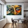 Wall Art titled: Shreds of Lost Gaze in a Horizontal format with: Yellow, Brown, and Green Colors; Decoration the Kitchen wall