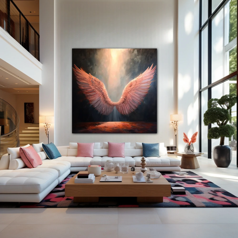 Wall Art titled: Halo of the Dawn in a Square format with: Pink, and Pastel Colors; Decoration the Living Room wall