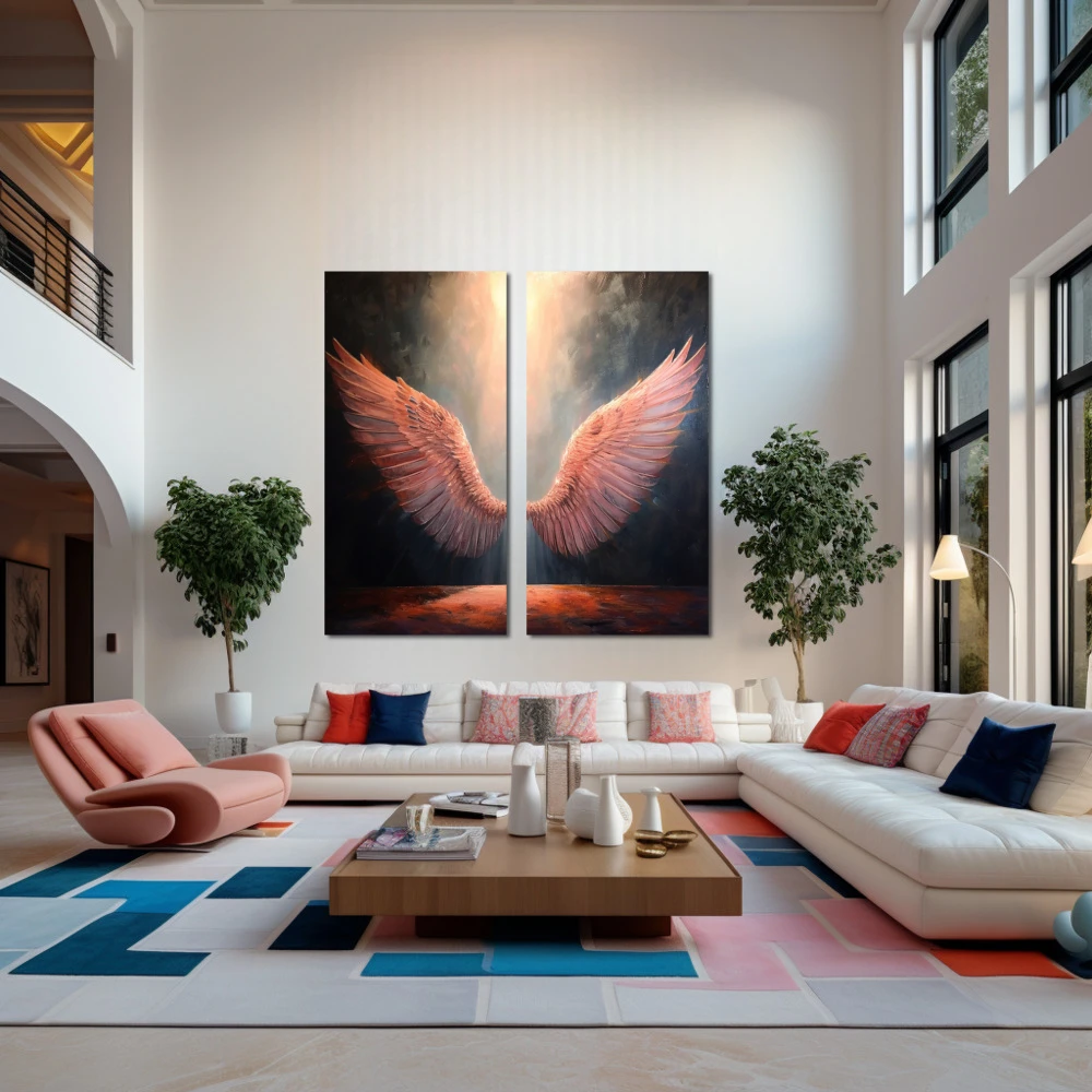Wall Art titled: Halo of the Dawn in a Square format with: Pink, and Pastel Colors; Decoration the Living Room wall