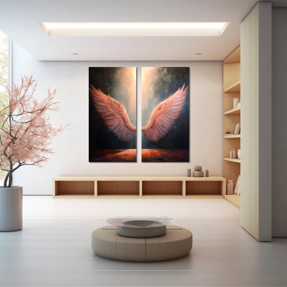 Wall Art titled: Halo of the Dawn in a Square format with: Pink, and Pastel Colors; Decoration the Wellbeing wall