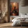 Wall Art titled: Quintessence of a Samurai in a Vertical format with: Brown, Orange, and Red Colors; Decoration the Bedroom wall