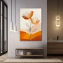 Wall Art titled: Floral Auroras in a Vertical format with: Orange, and Monochromatic Colors; Decoration the Bathroom wall