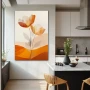Wall Art titled: Floral Auroras in a Vertical format with: Orange, and Monochromatic Colors; Decoration the Kitchen wall