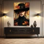 Wall Art titled: November Muse in a Vertical format with: Brown, and Black Colors; Decoration the Sideboard wall