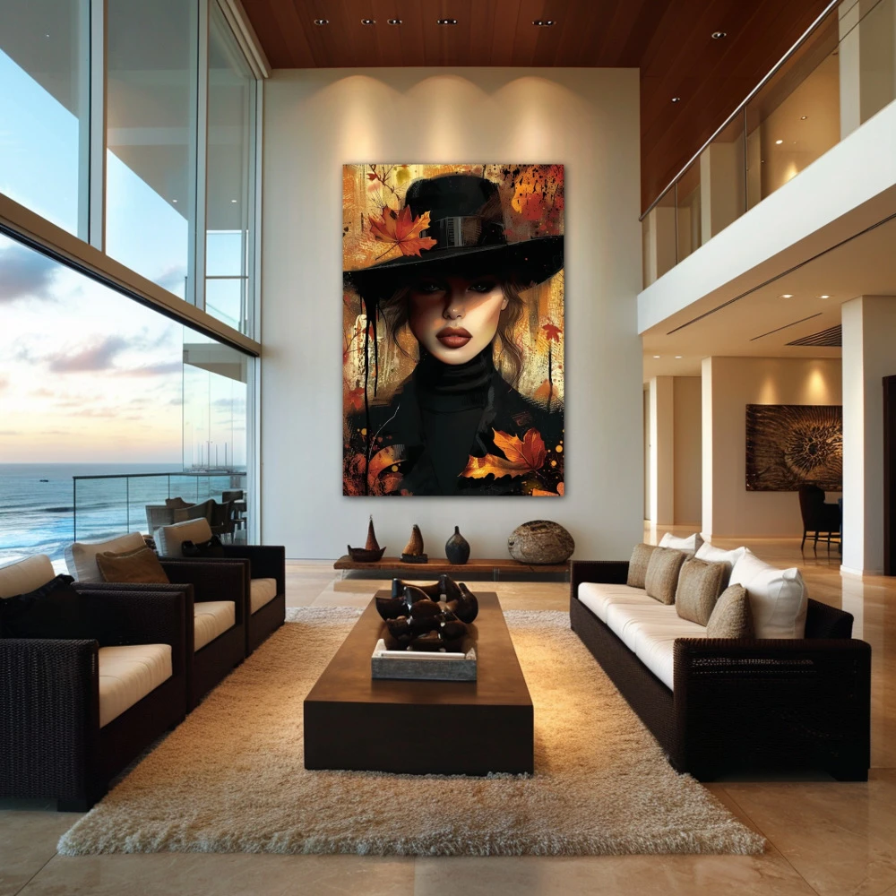 Wall Art titled: November Muse in a Vertical format with: Brown, and Black Colors; Decoration the Living Room wall